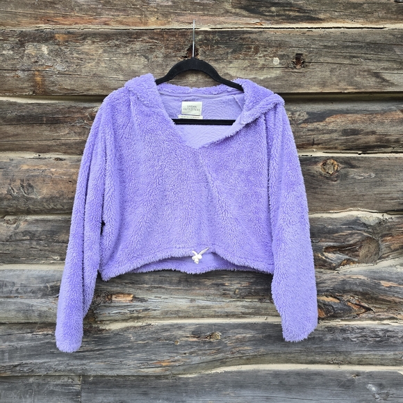 Urban Outfitters Tops - Urban Outfitters Purple Fuzzy Cropped Hoodie